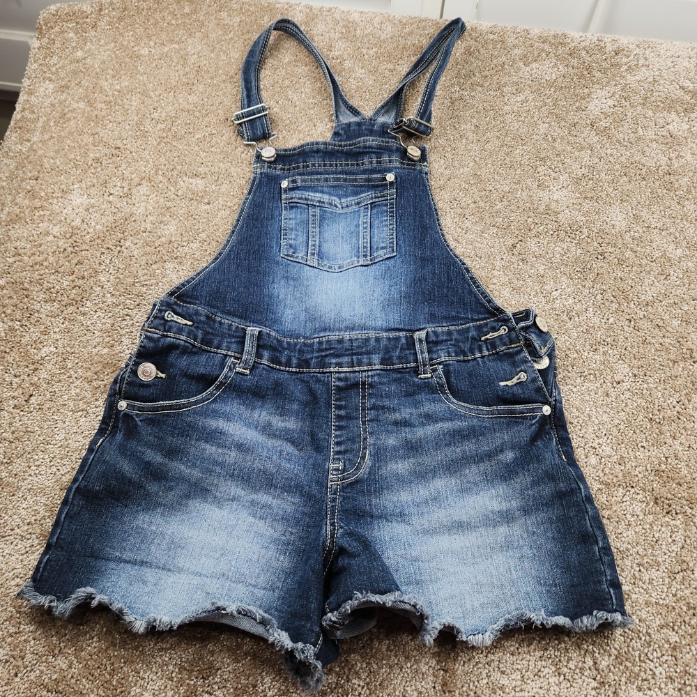 Jordache Girls‎ Denim Bib Overall Shorts Size XL 14-16 Cut Off Style